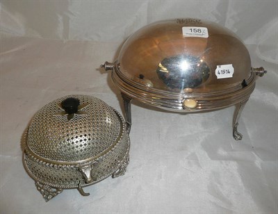 Lot 158 - An electroplated kipper warmer and a butter dish and cover