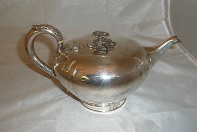 Lot 166 - A fine Victorian teapot with silver handle and floral knop, 20.5oz approx