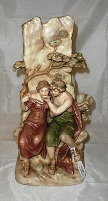 Lot 168 - A Royal Dux bisque porcelain figural vase, early 20th century