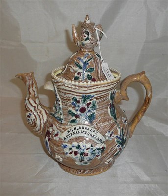 Lot 170 - An unusual marble slip Measham teapot and cover, circa 1900