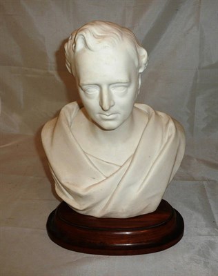 Lot 175 - A Josiah Wedgwood & Sons Parian bust of R Stephenson after E W Wgone on a mahogany base