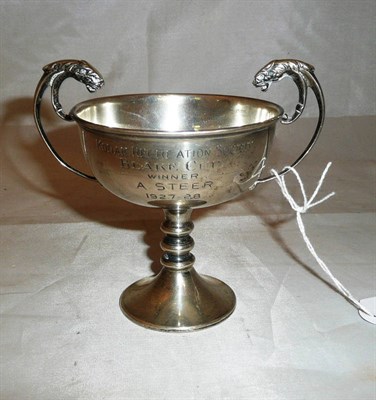 Lot 195 - A silver twin handled trophy cup, 2.5oz approx