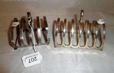 Lot 207 - Two silver toast racks, 7oz approx