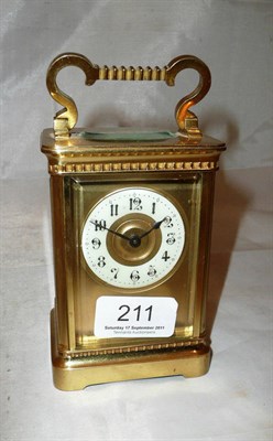 Lot 211 - Brass carriage timepiece