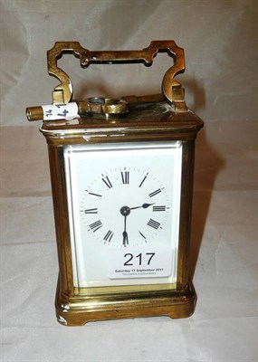 Lot 217 - A French brass carriage clock retailed in Canada