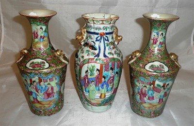 Lot 247 - Pair of Canton vases and one other