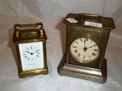 Lot 251 - A brass carriage timepiece and another carriage clock