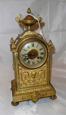 Lot 254 - A brass striking mantel clock