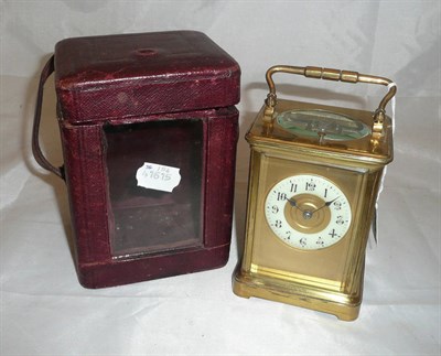 Lot 255 - A brass striking and repeating carriage clock