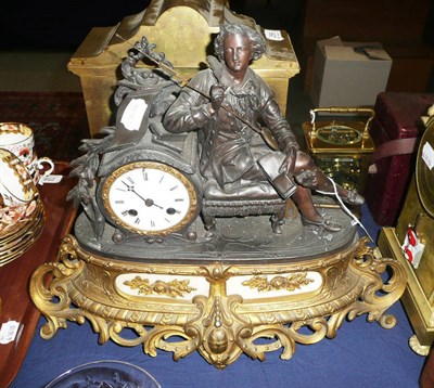 Lot 257 - 19th century gilt metal striking mantel clock