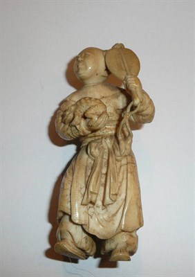 Lot 3 - Japanese one piece carved ivory figure - Boy and toad (a.f.)