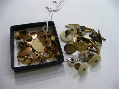 Lot 9 - Assorted cufflinks and dress studs, some 9ct gold, mainly (a.f.)