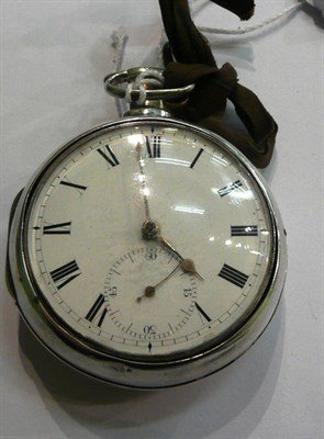 Lot 22 - A silver pair cased verge pocket watch