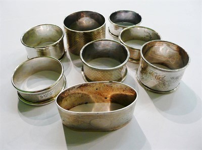 Lot 40 - Eight assorted silver napkin rings  #