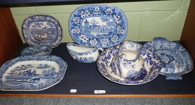 Lot 69 - Shelf of 19th century blue and white transfer printed ceramics *