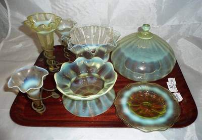 Lot 82 - One tray assorted Vaseline glass *