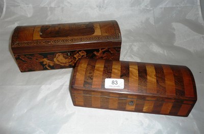 Lot 83 - A Mauchline ware hinged box and a Kingwood and satinwood box *