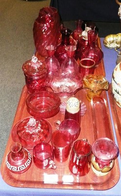 Lot 86 - Two trays of assorted Cranberry glass *