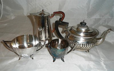 Lot 90 - Silver teapot and three plated items