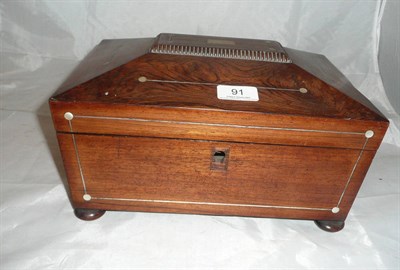 Lot 91 - 19th century inlaid rosewood sewing box *