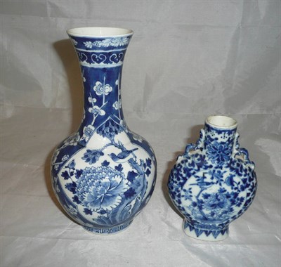 Lot 102 - Chinese 19th century blue and white (Qianlong mark) vase and a smaller blue and white Chinese...