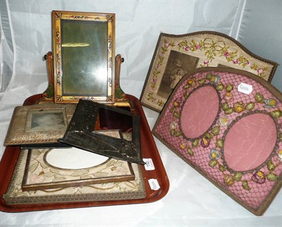 Lot 110 - Tray of floral decorated photograph frames and two larger examples *