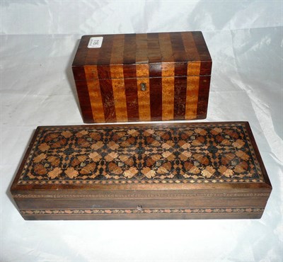 Lot 116 - Tunbridge ware hinged box and a rosewood veneered tea caddy *