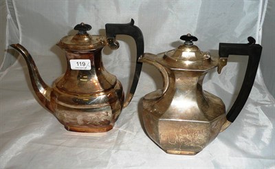 Lot 119 - Silver coffee pot and hot water jug