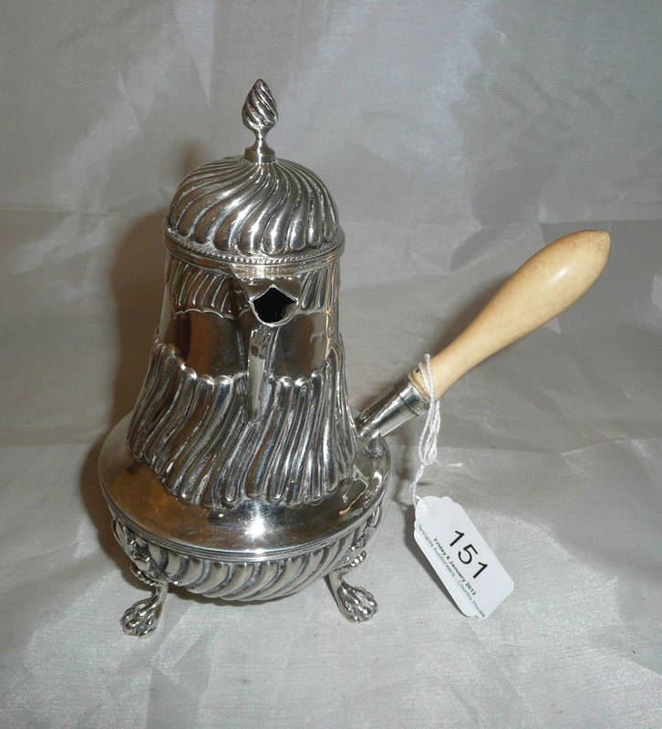 Lot 151 - A silver cafe-au-lait pot with ivory handle, 8oz