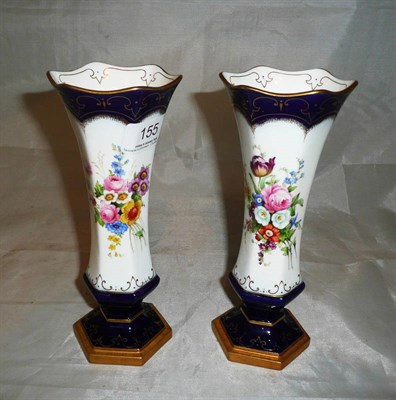 Lot 155 - Pair of Royal Worcester spill vases painted with flowers