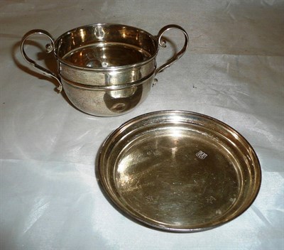Lot 158 - A silver sugar basin and silver dish (modern)
