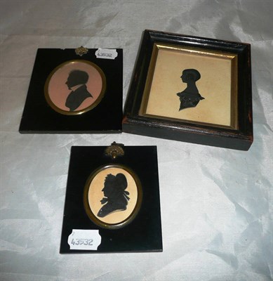 Lot 185 - 19th century framed silhouette portrait sketches by Adolphe, a framed portrait of a gentleman and a