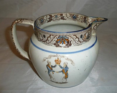 Lot 189 - A Williamite Pearlware jug circa 1810 inscribed 'Memory of King William III Prince of Orange'...