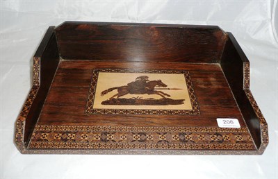 Lot 206 - Tunbridgeware tray decorated with a figure on horseback *