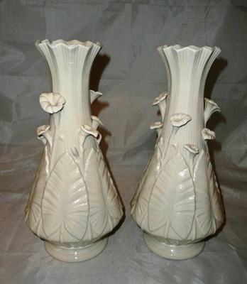 Lot 208 - Pair of second period Belleek glazed Parian 'Nile' vases