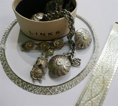 Lot 244 - Assorted silver, Continental silver and plated silver bracelets, necklaces etc