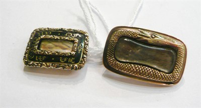 Lot 245 - A mourning brooch, edged with a serpent and another in memorium  #