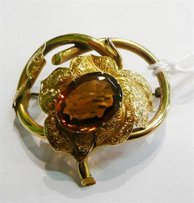 Lot 260 - A Victorian citrine type leaf brooch  #