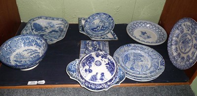 Lot 275 - Shelf of 19th century blue and white ceramics *