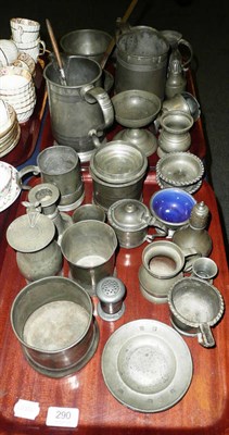 Lot 290 - Two trays of assorted pewter *