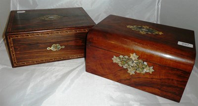 Lot 297 - Walnut hinged jewellery box and a 19th century rosewood jewellery box *