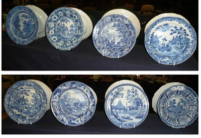 Lot 304 - Eight Pearlware transfer-printed plates *