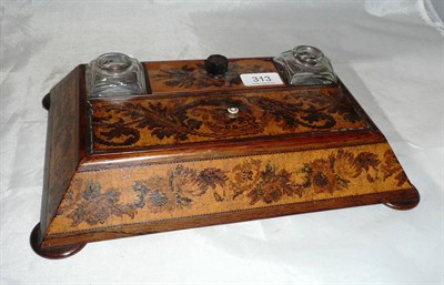 Lot 313 - A Tunbridgeware parquetry ink stand *