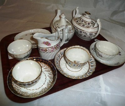 Lot 317 - Tray of English ceramics including tea bowls and saucers, Worcester cream jug, spoon trays etc *