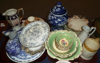 Lot 320 - Three trays of mainly 19th century English ceramics including a Spode blue and white bowl and...