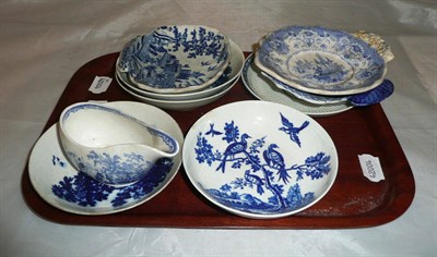 Lot 325 - Tray including five 18th century Worcester dishes, three pickle dishes etc *