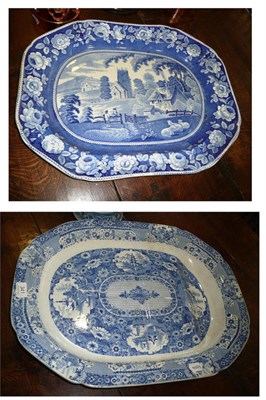 Lot 341 - Two 19th century blue and white meat plates *