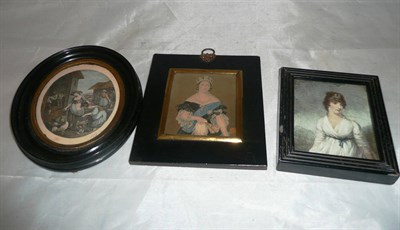 Lot 366 - Three decorative printed 'miniatures', including one of Queen Victoria  #