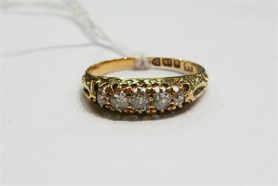 Lot 397 - An 18ct gold diamond five stone ring