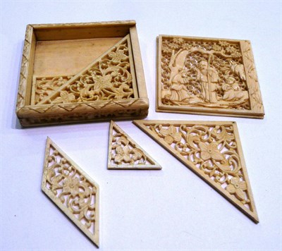 Lot 413 - An ivory Oriental puzzle box